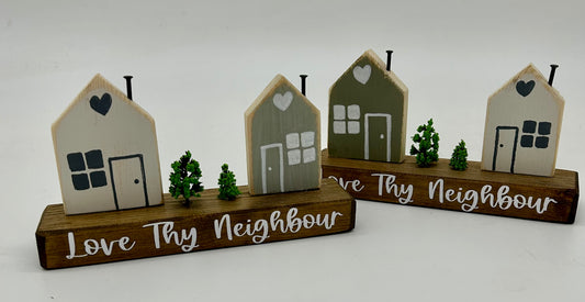 Love Thy Neighbour Double House Free-Standing Ornament