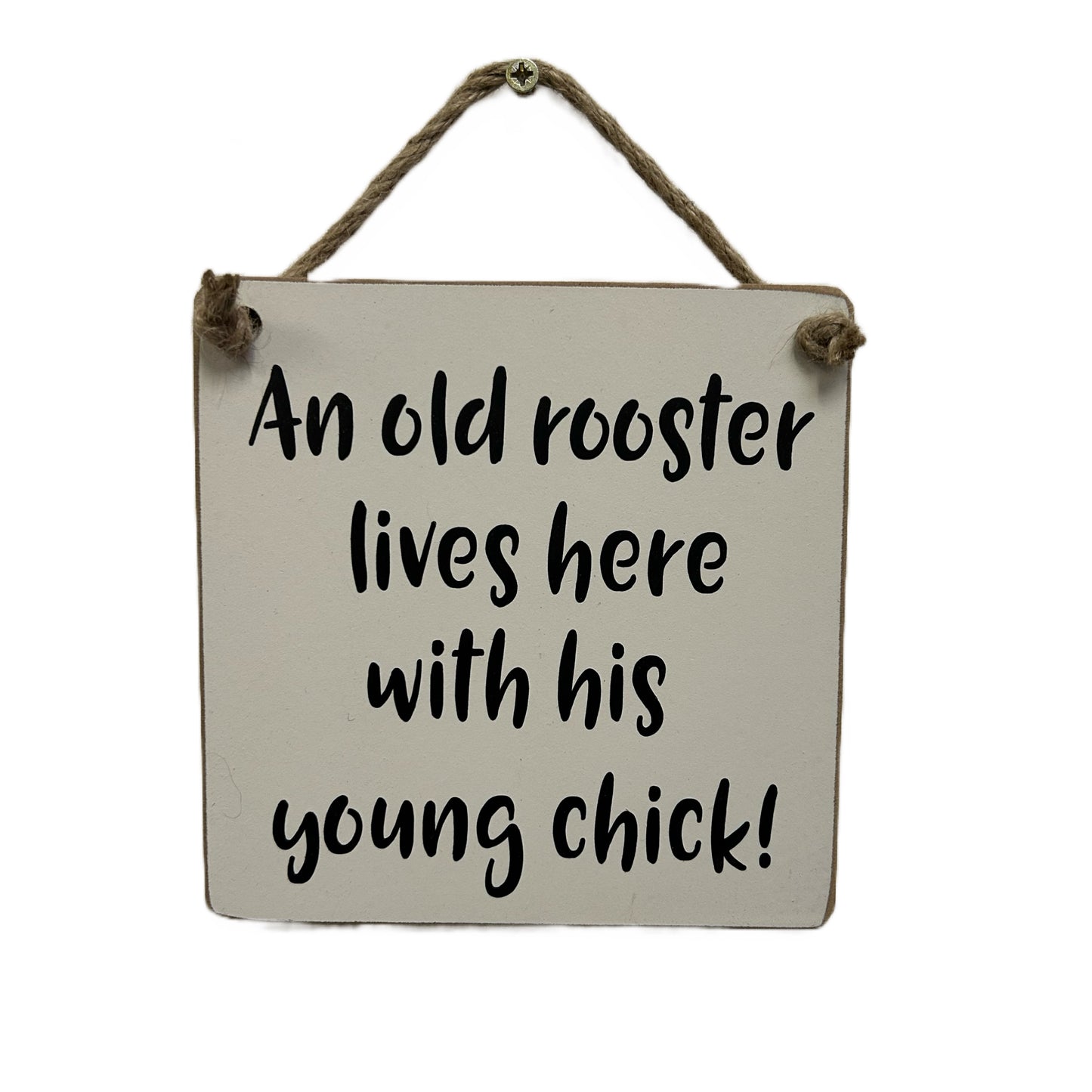 An old rooster and his young chick live here