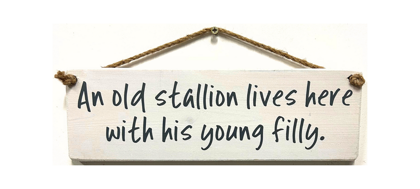 An old stallion lives here with his young filly
