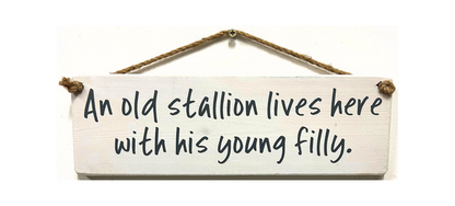 An old stallion lives here with his young filly