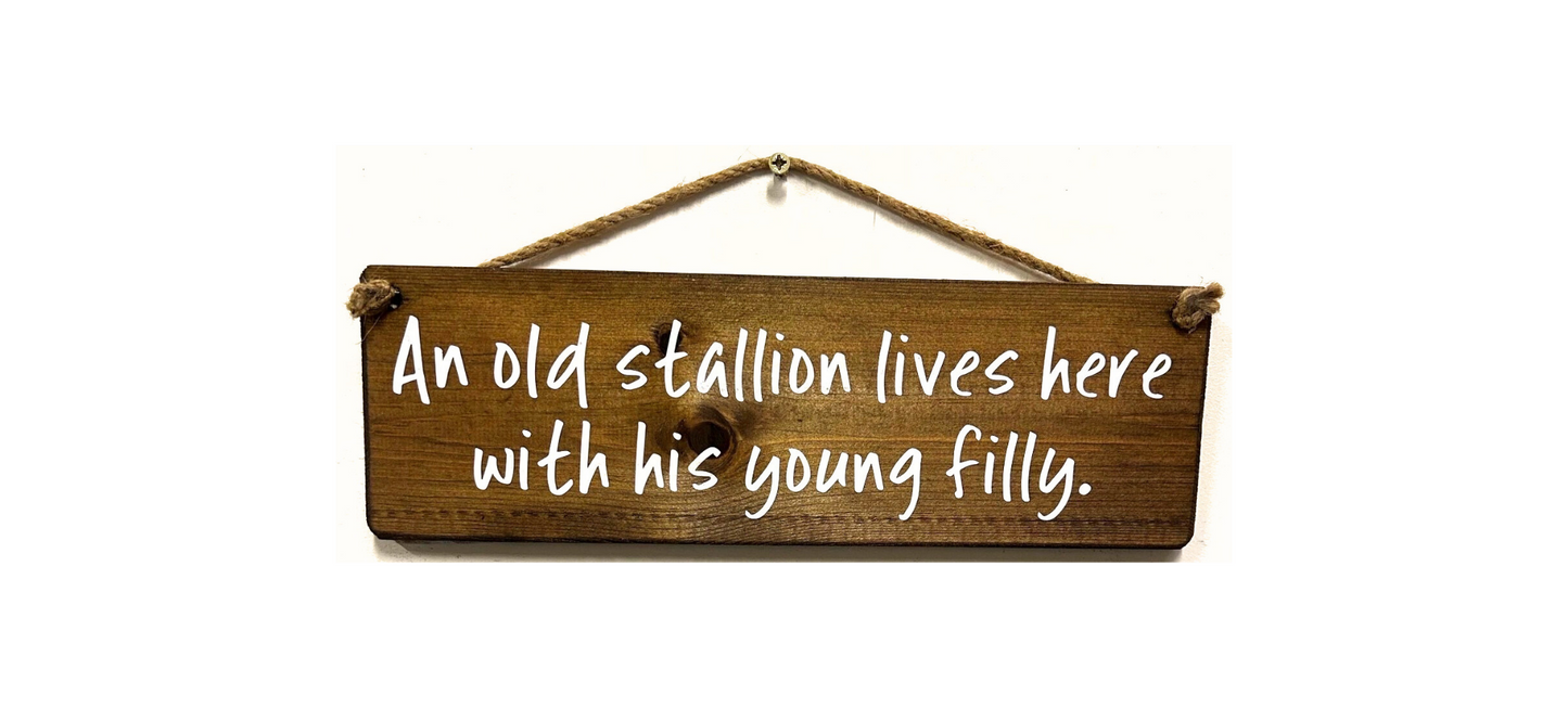 An old stallion lives here with his young filly