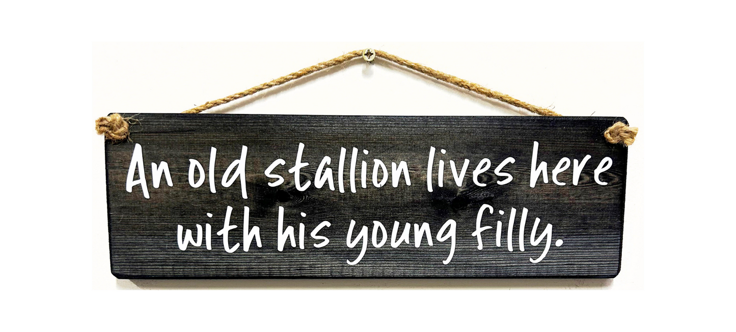 An old stallion lives here with his young filly