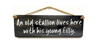 An old stallion lives here with his young filly