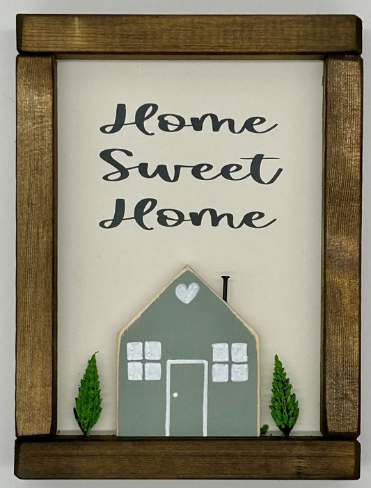 Home Sweet Home Hand Painted Wall Hanging MDF sign with 3D house